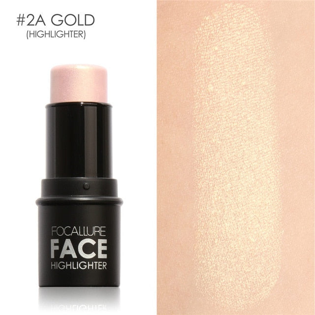 Focallure 6 COLORS Bling Highlighter stick All Over Shimmer Highlighting Powder Creamy Texture Water-proof Silver Shimmer Light