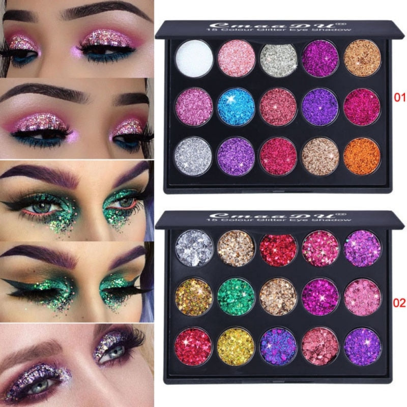 15 Glitter Eyeshadow Palette - Waterproof Eyeshadow