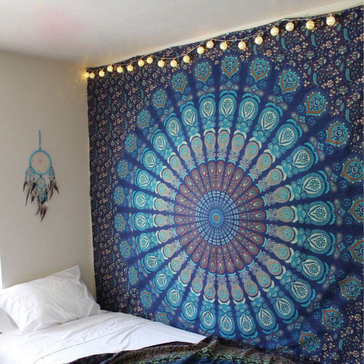 Blue & Green Feather Tapestry