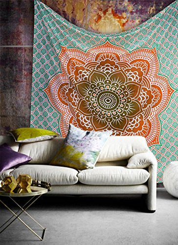 Orange Flower Ombre Tapestry