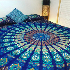 Blue & Green Feather Tapestry