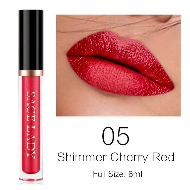 Shimmer Cherry Red -Waterproof Liquid Lipstick