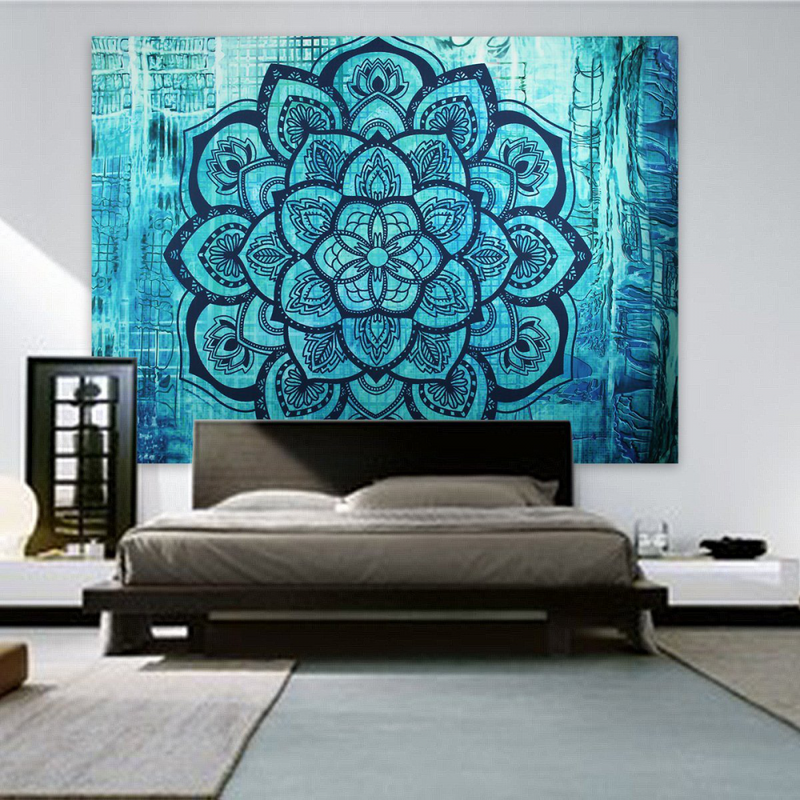 Blue Wall Tapestry Flower Lotus Dorm Room